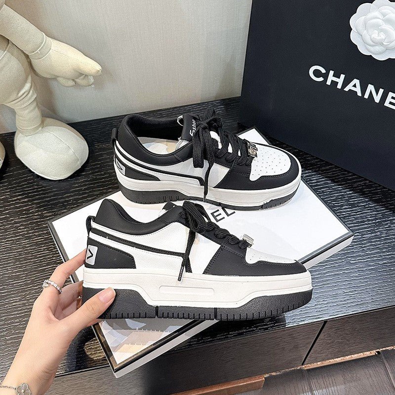 Women's Small Size Height Increasing Insole Platform White Sneakers