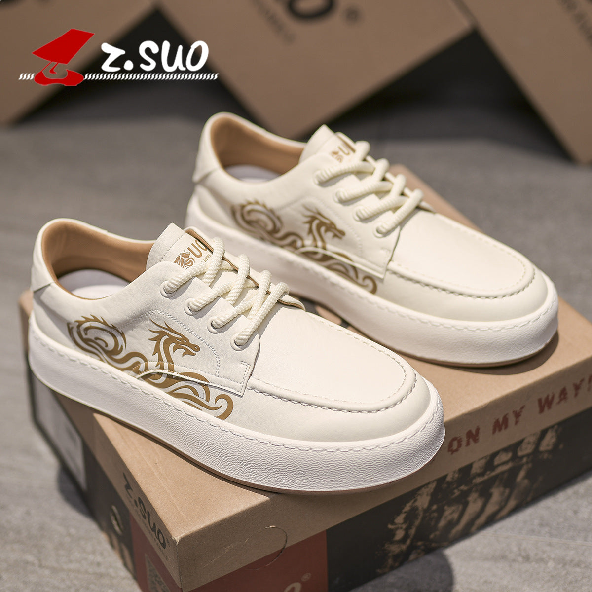 Men's White Dragon Limit Fashion Board Raise Casual Shoes