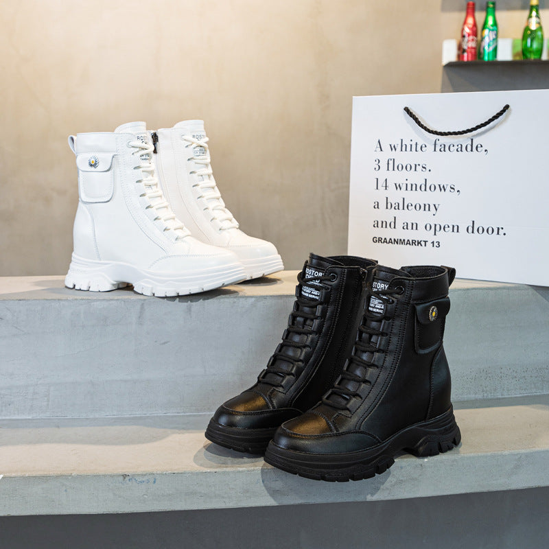 Women's Korean Style Retro Fashion Martin Side Zipper Women's Leather Boots