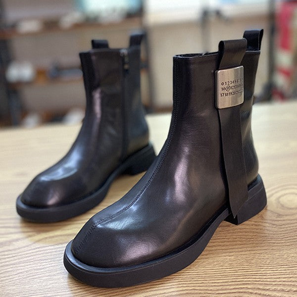 Women's European Goods Thick Bottom Mid Fashion Women's Leather Boots