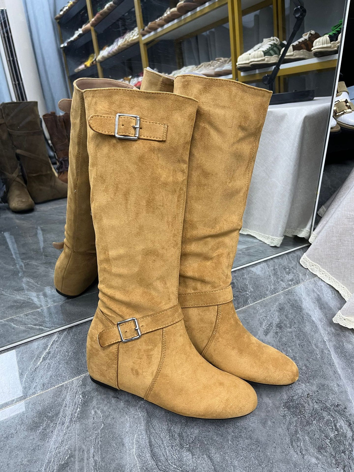 Women's Western Cowboy Korean Round Head Buckle Soft Boots