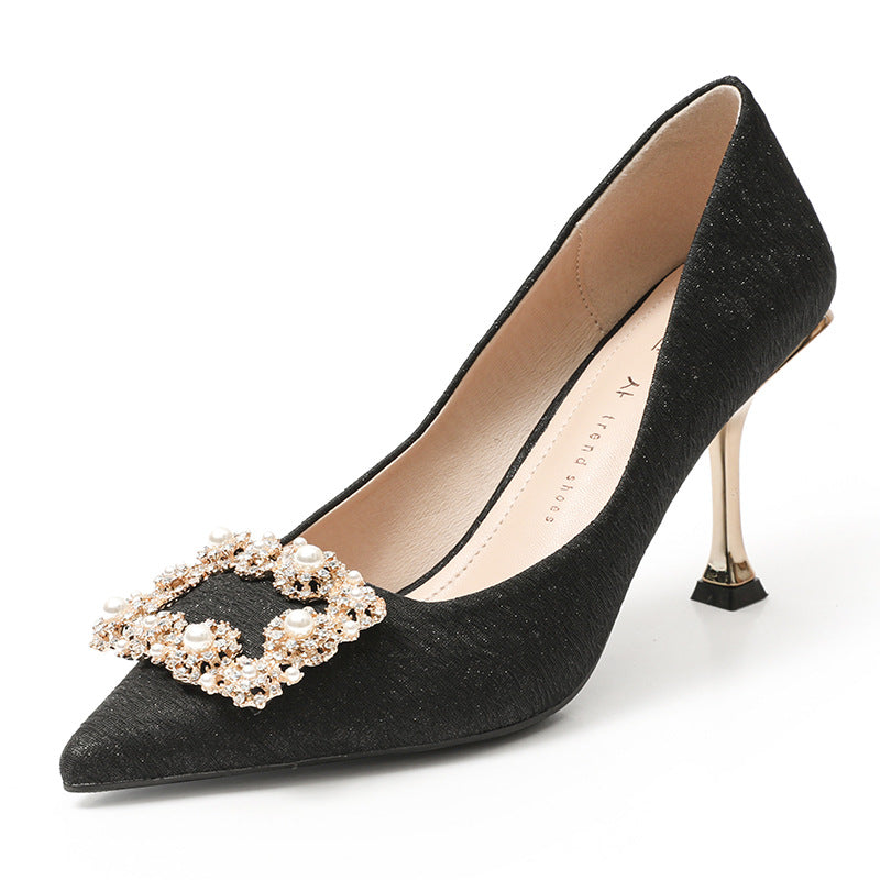 Women's Mouth Commuter Rhinestone Temperament Korean Style Women's Fashion Shoes