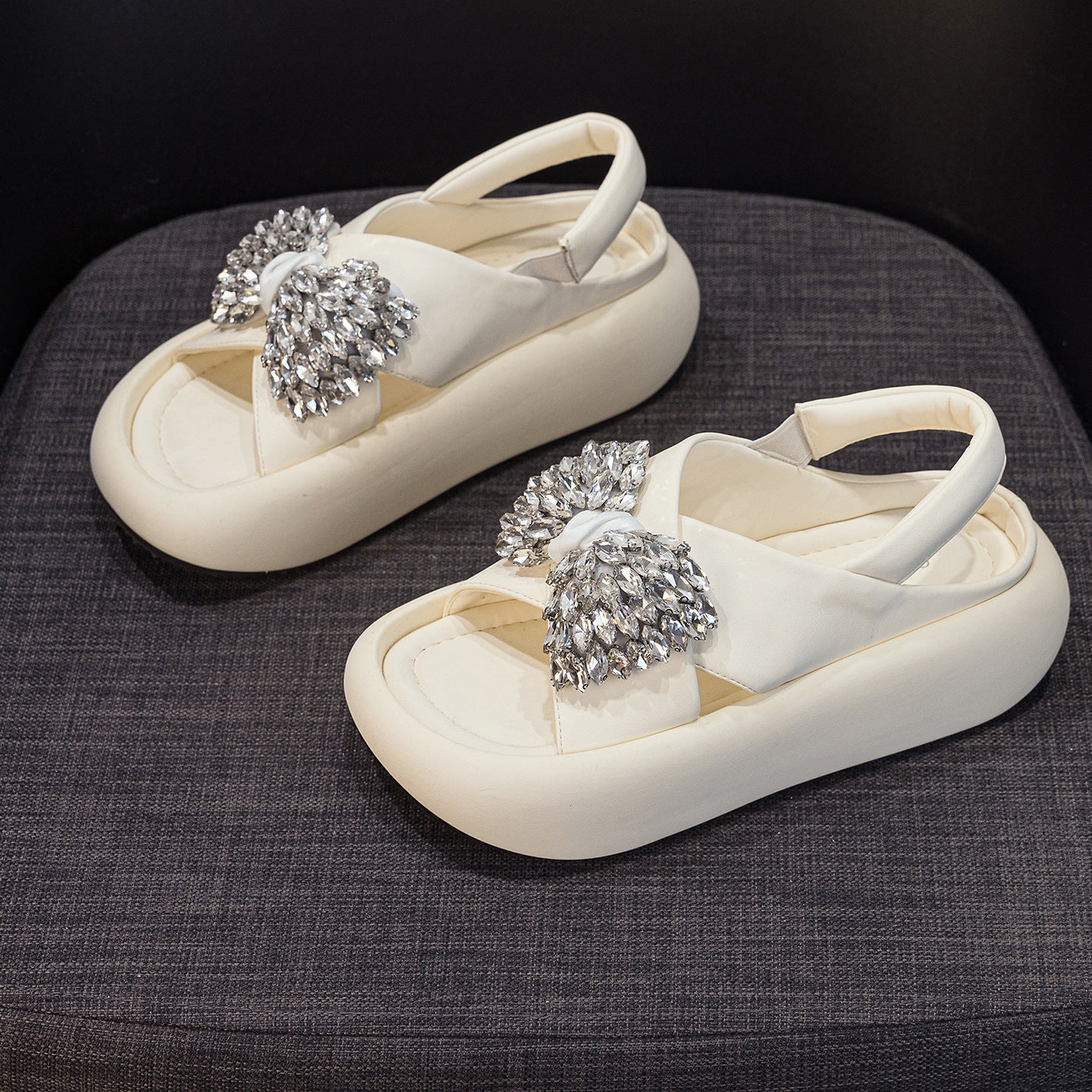 Women's Outdoor Summer Fashion Bow High-grade Rhinestone Platform Sandals