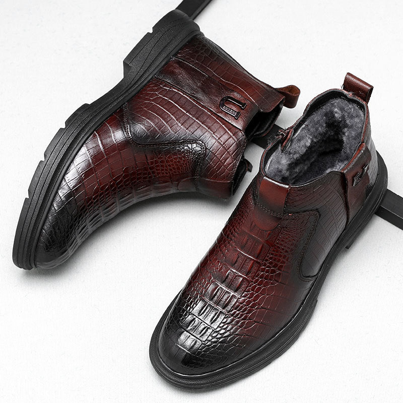 Men's Winter Genuine With Veet Outdoor Leisure Warm Sheepskin Snow Boots