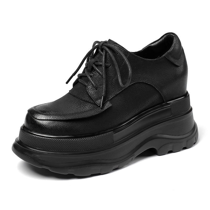 Women's British Style Platform Retro Easy Matching Leather Shoes