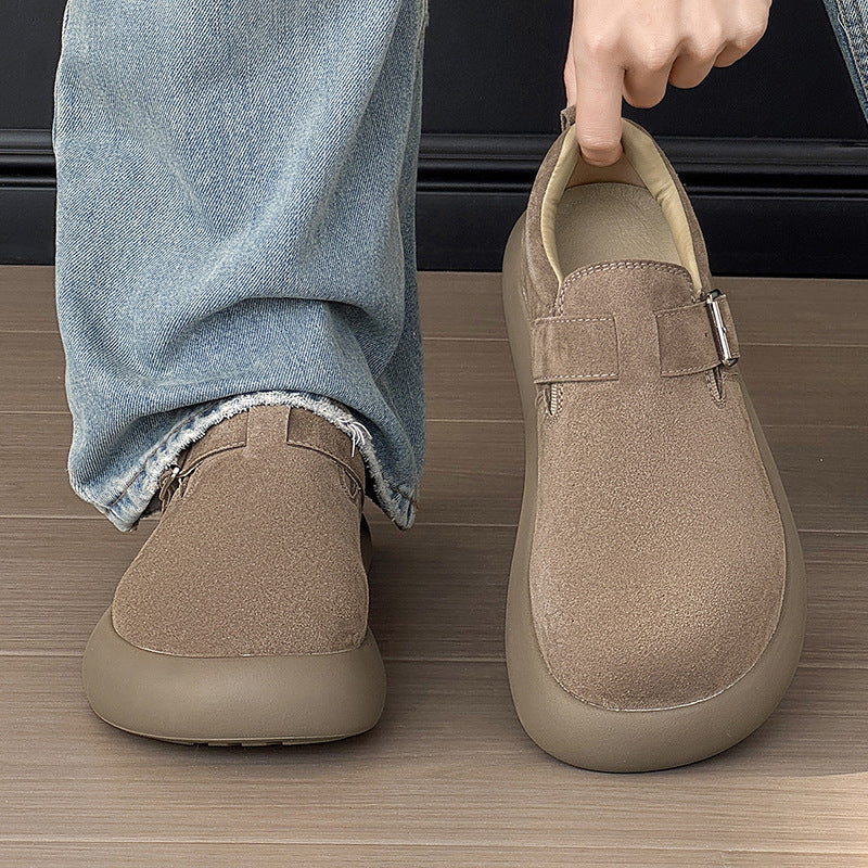 Men's Spring Round Toe Buckle Platform Couple Fashion Men's Shoes