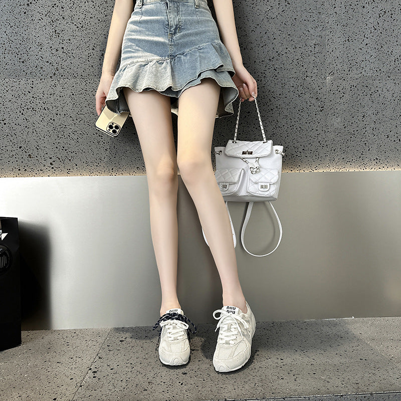 Women's Genuine Sports German Training Platform Daddy Leather Shoes