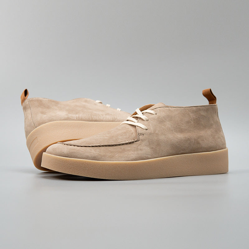 Men's Desert Apricot Fashion Versatile Retro British Style Men's Casual Leather Shoes