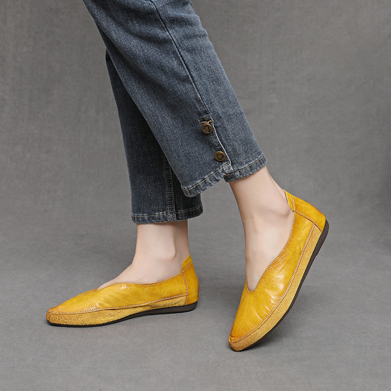 Women's Flat Top Layer Cowhide Artistic Mori Women's Casual Shoes