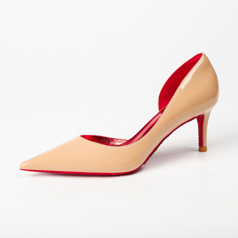 Air Cotton Side Empty Pointed Red High Sexy Temperament Shallow Women's Fashion Shoes