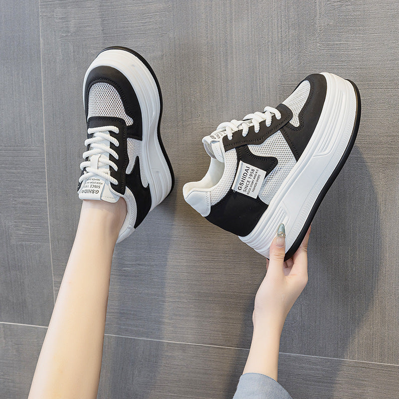 Women's Increasing Insole Black White Panda Spring Casual Shoes