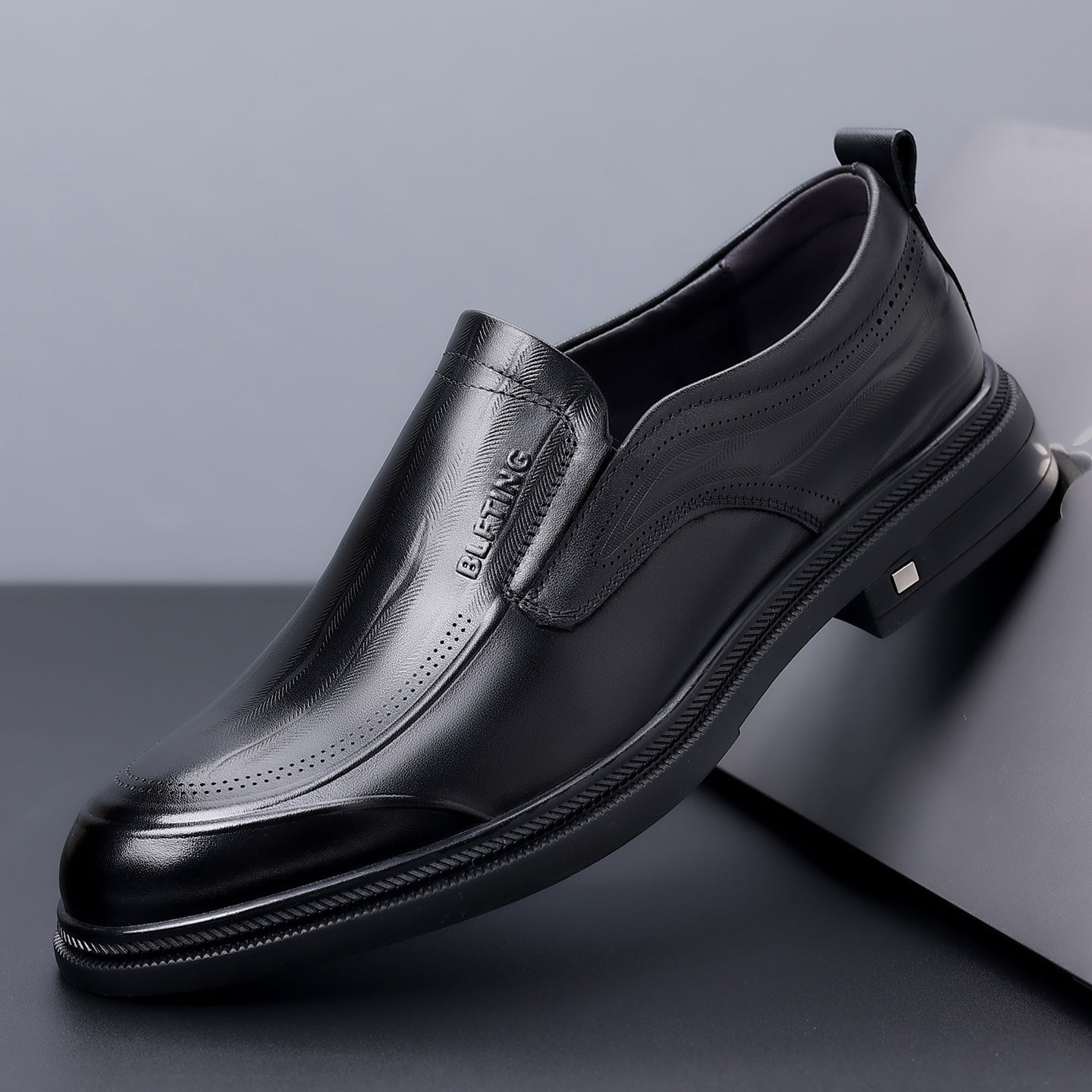 Men's Layer Cowhide Spring High-grade British Slip-on Men's Business Leather Shoes