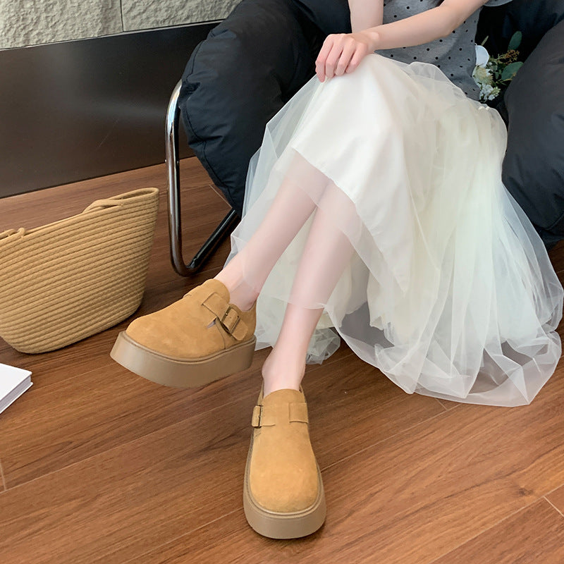 Women's Bottom Slip-on Single Retro Widened Fattened Large Men's Shoes