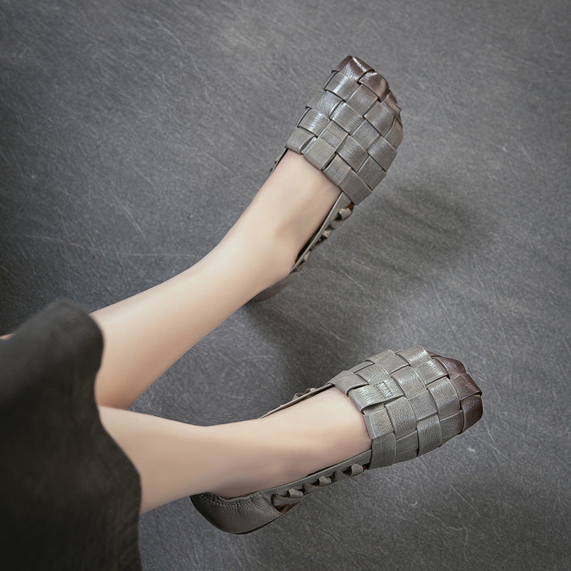 Cowhide Breathable Soft Bottom Slip-on Lofter Lightweight Comfortable Sandals