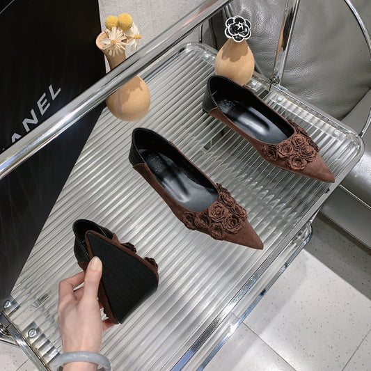 Women's Toe Pumps Small Broken Flower Personality Soft Bottom Women's Fashion Shoes