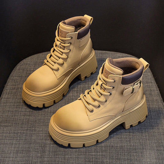 Women's Retro Motorcycle Short Tube Worker British Women's Casual Shoes