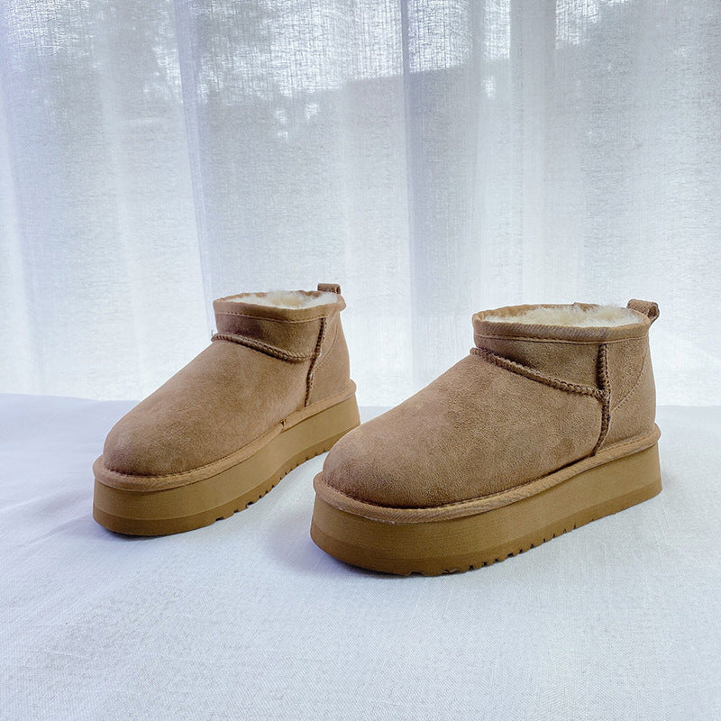 Women's Fur Integrated Muffin Winter Warm Height Snow Boots