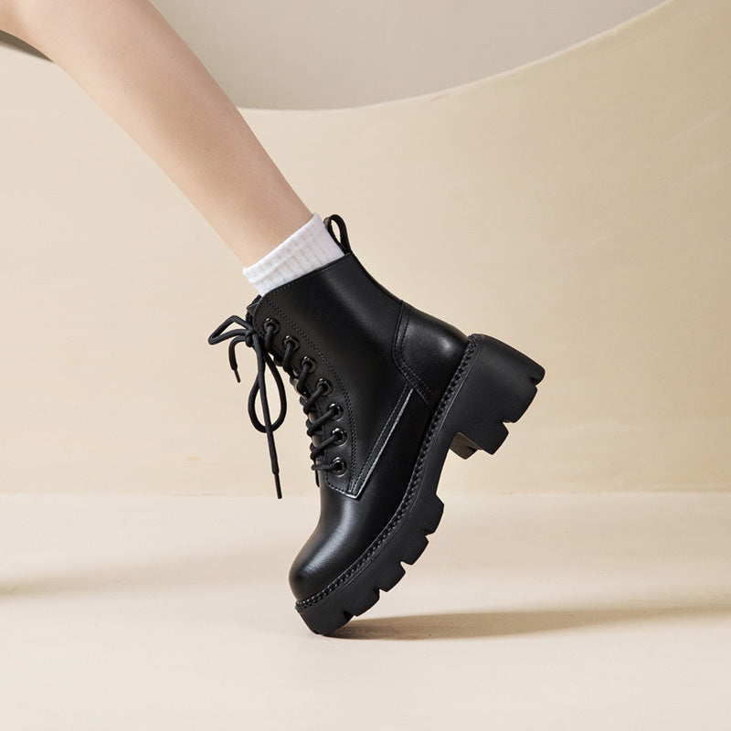 Women's Washed Retro Fashion British Style Platform Boots