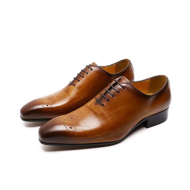 Men's Hand-rub Color Genuine Pointed Toe Business Leather Shoes