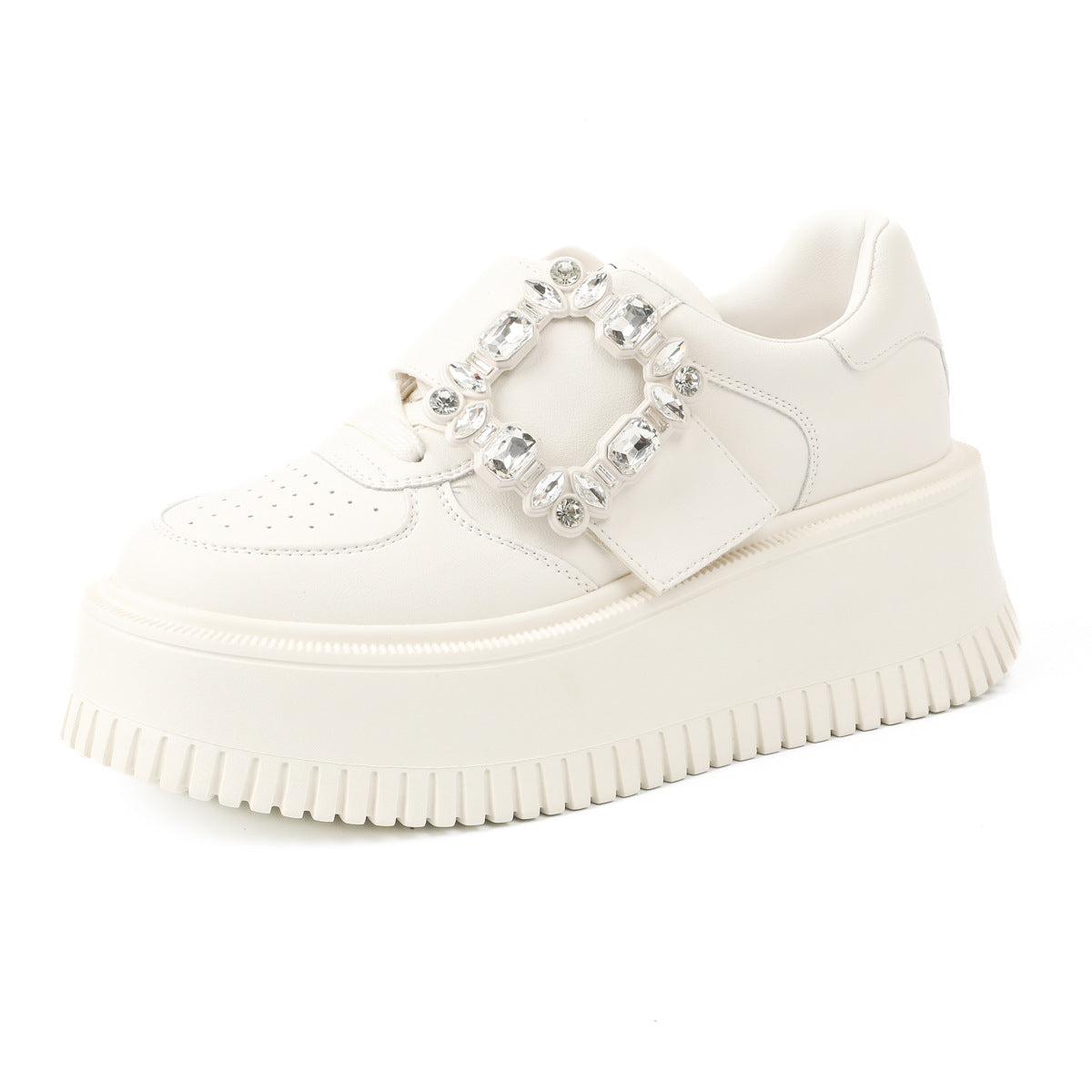 Women's Increasing White Hidden Platform Spring Square Women's Casual Shoes
