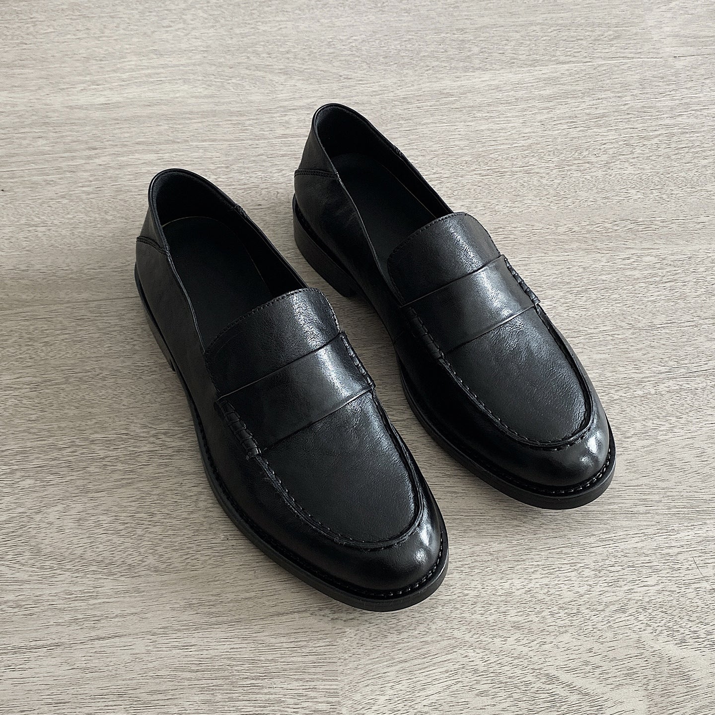 Layer Cowhide Slip-on Genuine Old Money Style Derby Pointed Step-on Men's Casual Leather Shoes