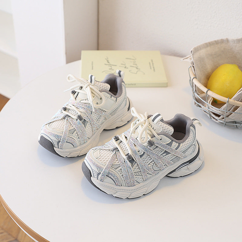 Children's Trendy Spring Retro Rhinestone Little Dad Casual Shoes
