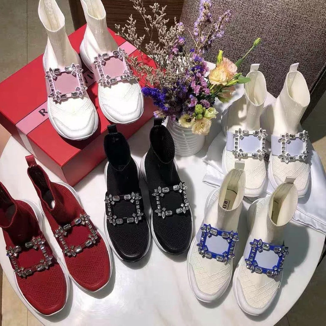 Women's Buckle Sock Trendy Super Popular Thick Sneakers