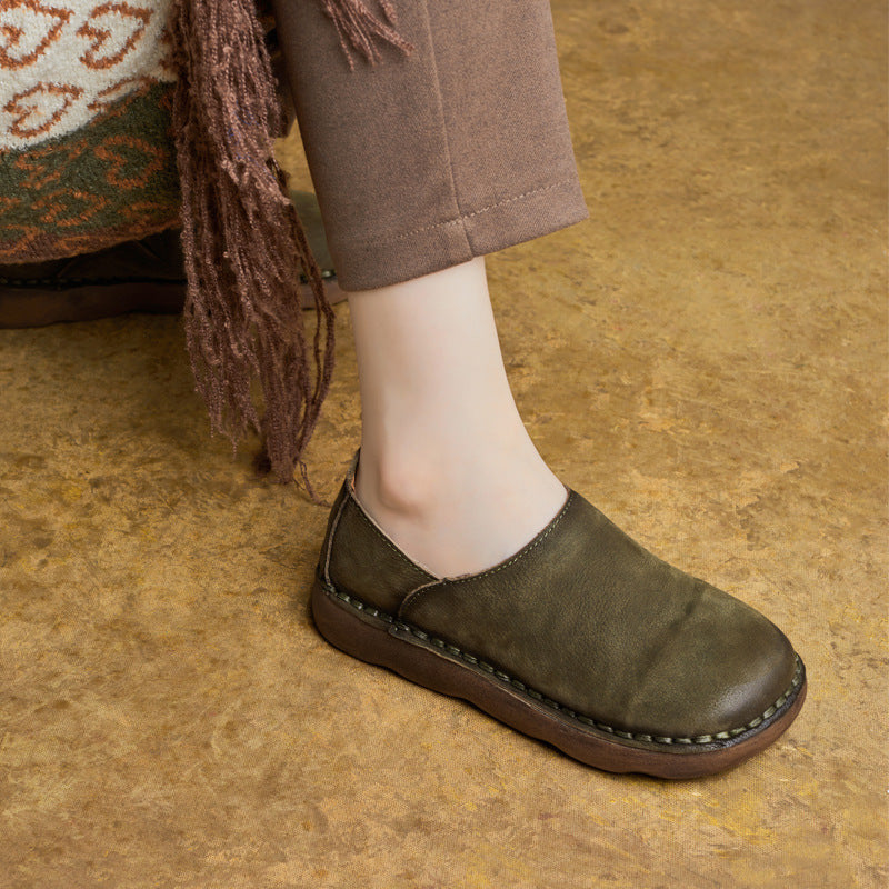 Women's Autumn Ethnic Style Retro Genuine Handmade Soft Heels