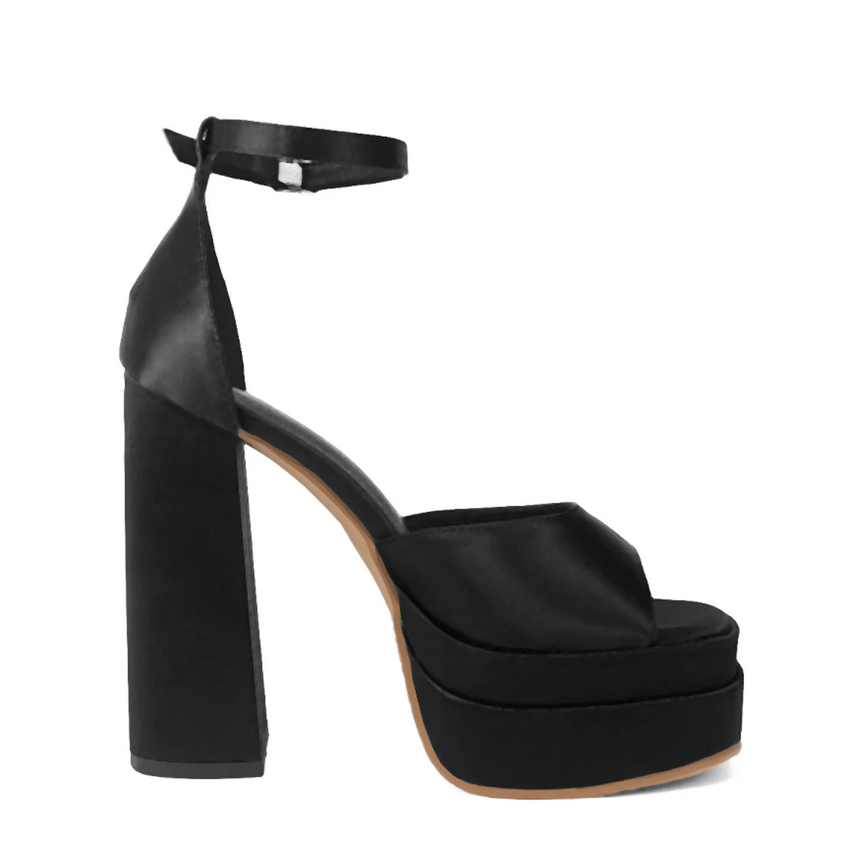 Women's Black Pink Green Fish Mouth Word Heels