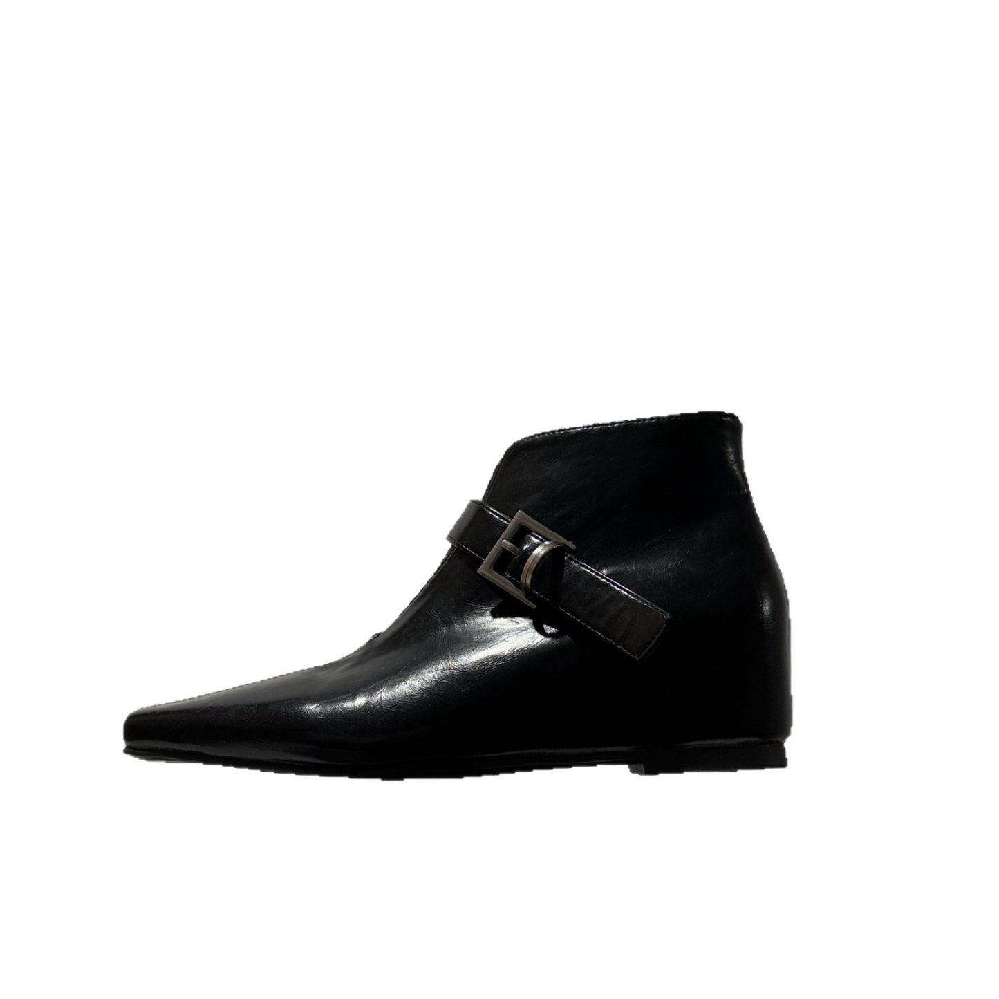 Retro Pointed Toe Chunky Niche Shallow Mouth Leather Shoes