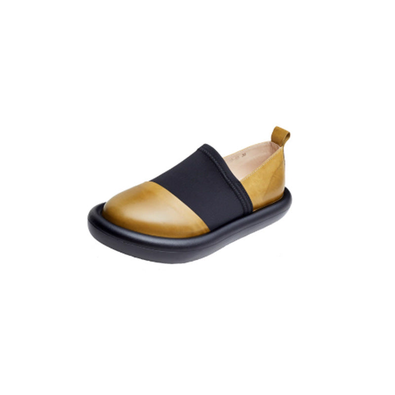 Women's Autumn Genuine Retro Platform Fashion Slip-on Flat Stretch Pumps Pointed Women's Casual Shoes