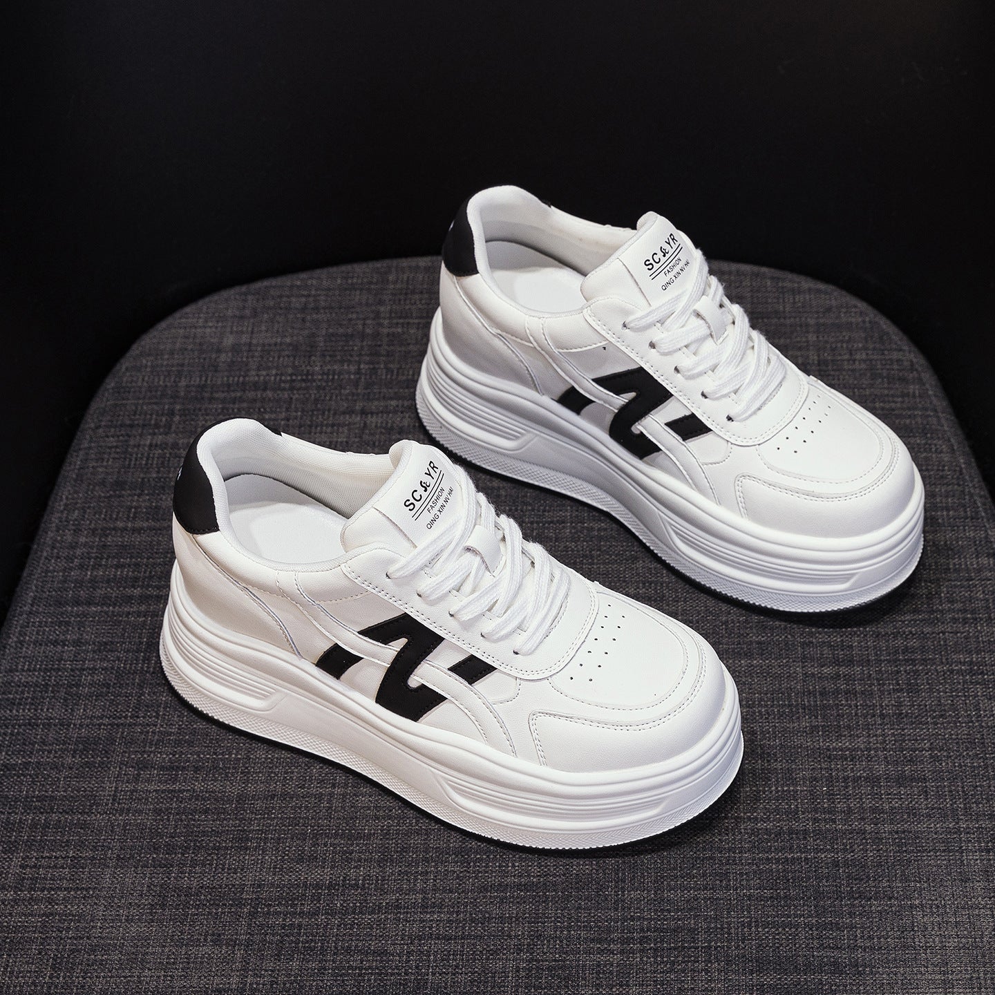 Women's White For Autumn Thick Sole Height Increasing Men's Shoes