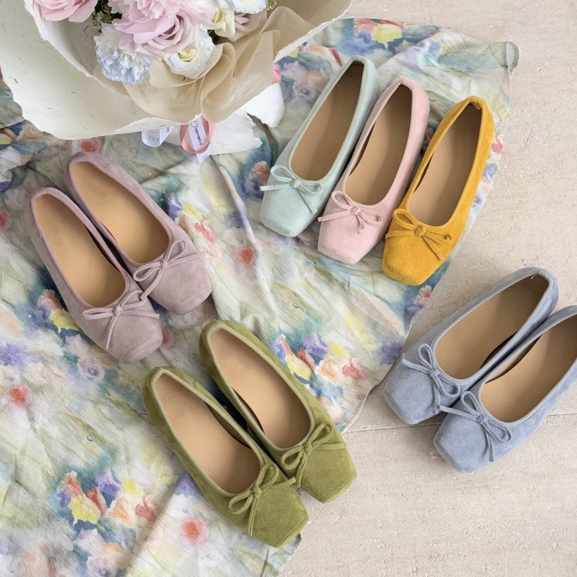 Women's Flat Suede Pumps Spring French Gentle Fairy Lady Heels