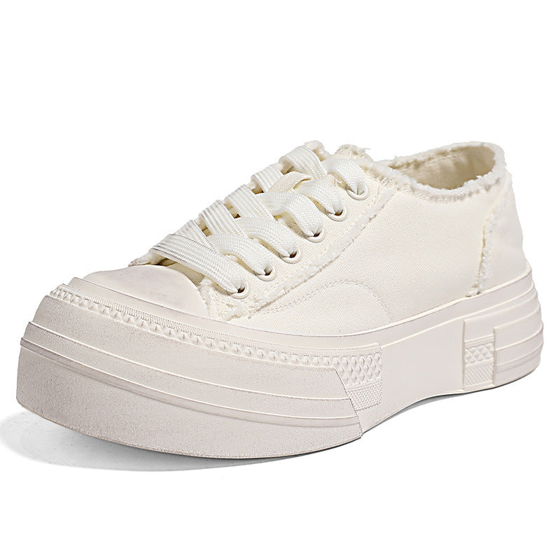 Women's Thick-soled Retro Rub Colored Distressed Bottom Dirty Platform Canvas Shoes