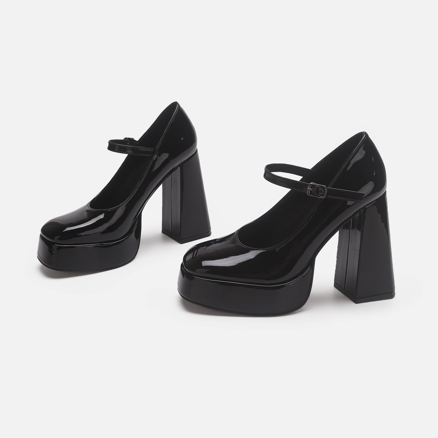 Women's Chunky Mary Jane High Single-layer Bridesmaid Leather Shoes