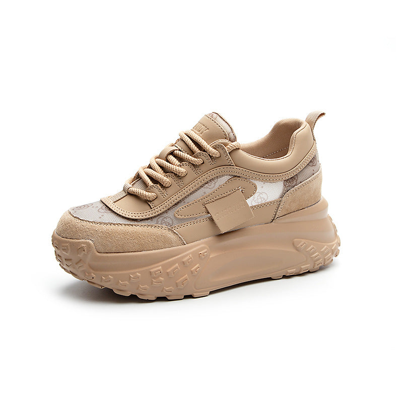 Women's Mesh Spring French Round Head Thick Casual Shoes