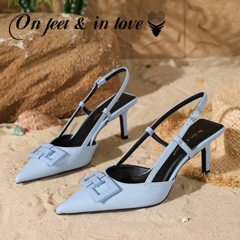 Women's Spring Simple Stiletto Low-cut Skinny Fashion High Heeled Sandals