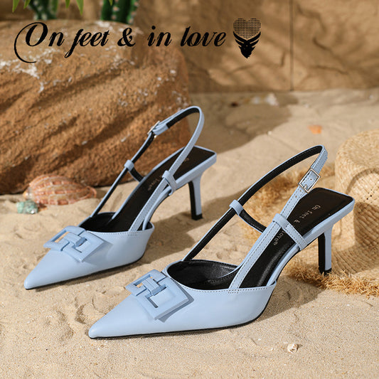 Women's Spring Simple Stiletto Low-cut Skinny Fashion High Heeled Sandals