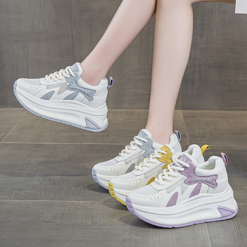Platform White Good-looking Summer Mesh Increased Casual Shoes