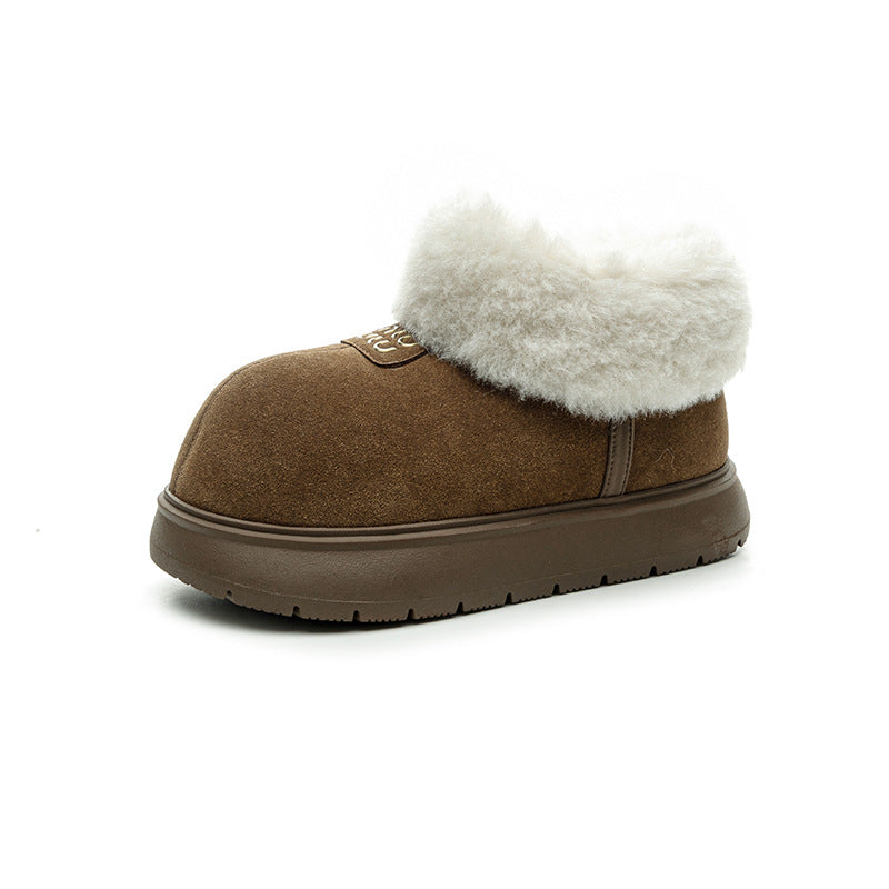 Women's Fur Mouth Big Head Cute Slip-on Lofter Snow Boots