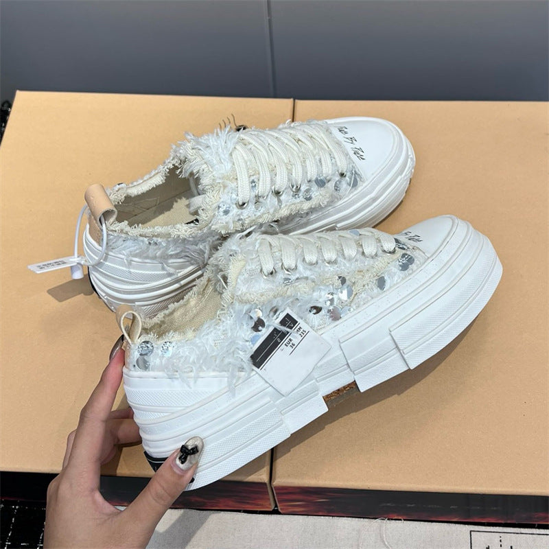 Wu Beggar Summer Platform Lazy Half Women's Canvas Shoes