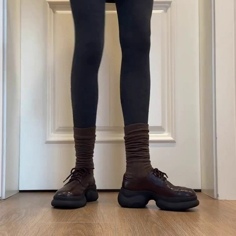 Women's Versatile Small Comfortable Not Tired Feet Chunky Leather Shoes
