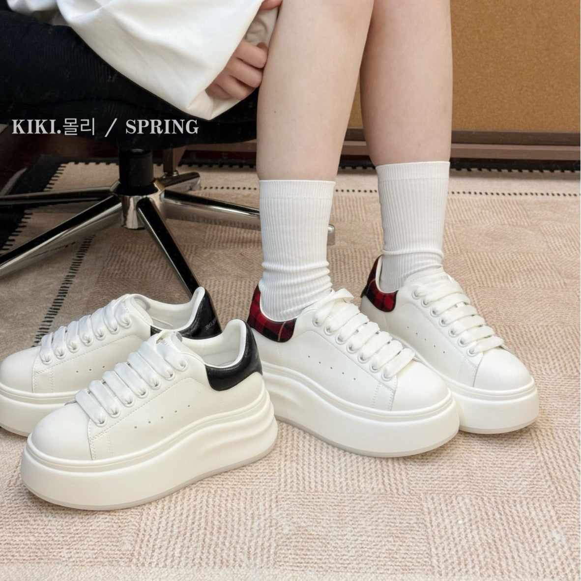 Women's Thick-soled High-rise White Fashion Sports Versatile Sneakers