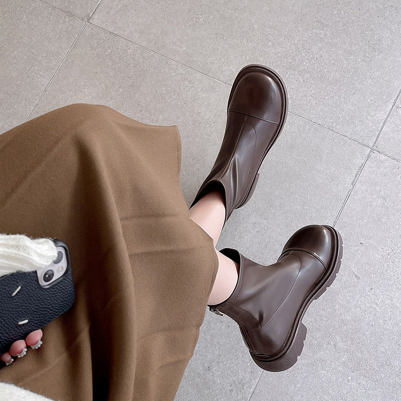 Women's Autumn British Style Retro Soft Platform Boots