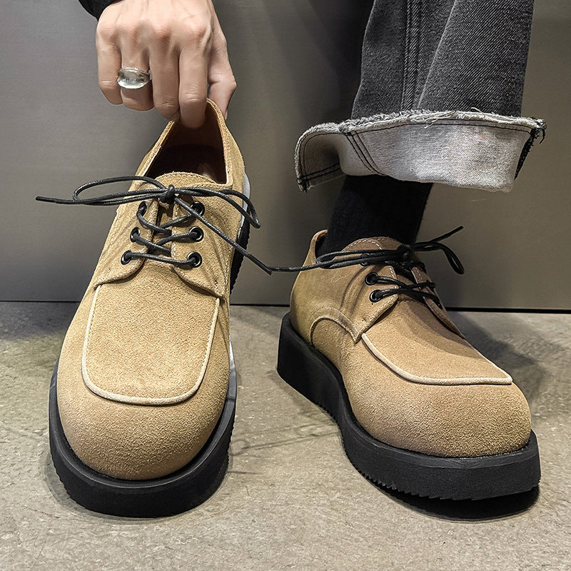 Platform Commuter Height Increasing Trendy Big Toe Derby Leather Shoes