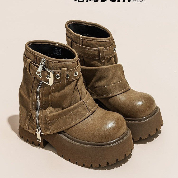 Women's Muffin Thick Bottom Increased For Autumn Small Pants Slimming Sweet Boots