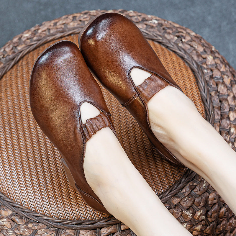 Women's Autumn Genuine Thin Retro Handmade Chunky Women's Fashion Shoes