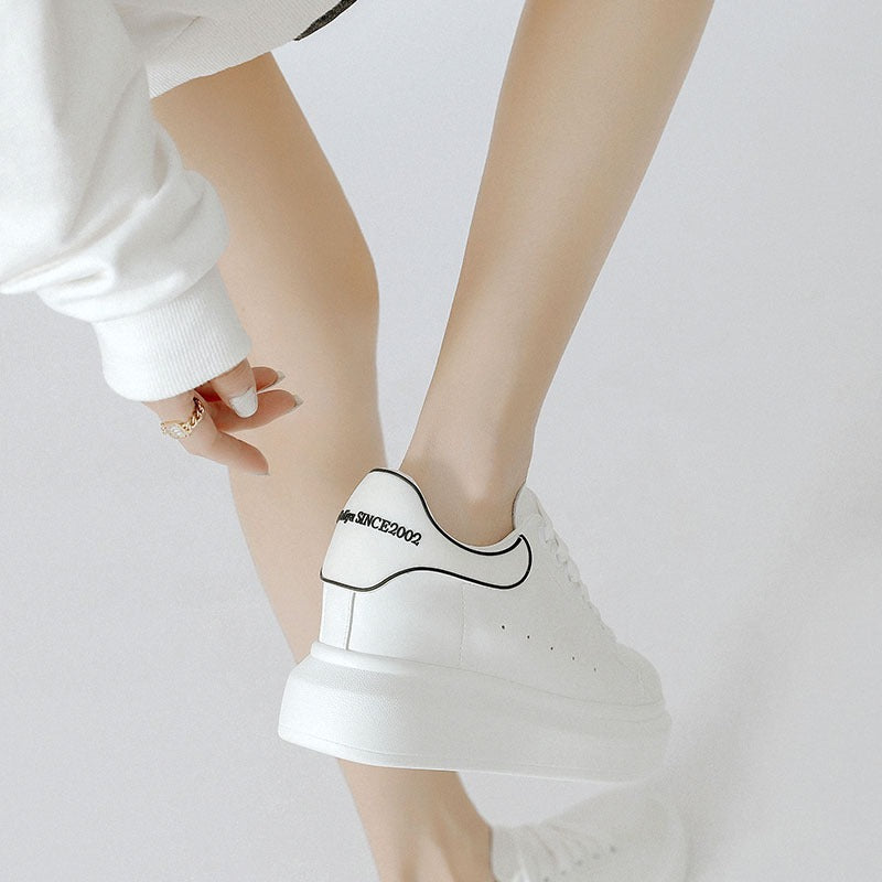 Women's White Autumn Breathable Hidden Platform Sports Women's Board Shoes