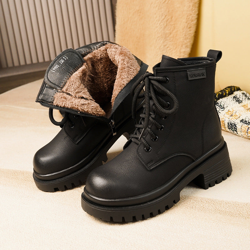 Women's Martin Cotton Fleece Biker British Style Women's Shoes