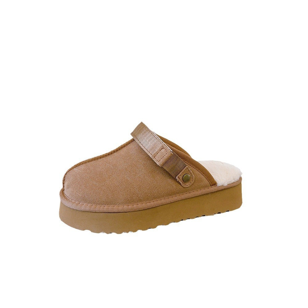 Thickened Fleece-lined Two-way Wear Platform Winter Women's Snow Boots
